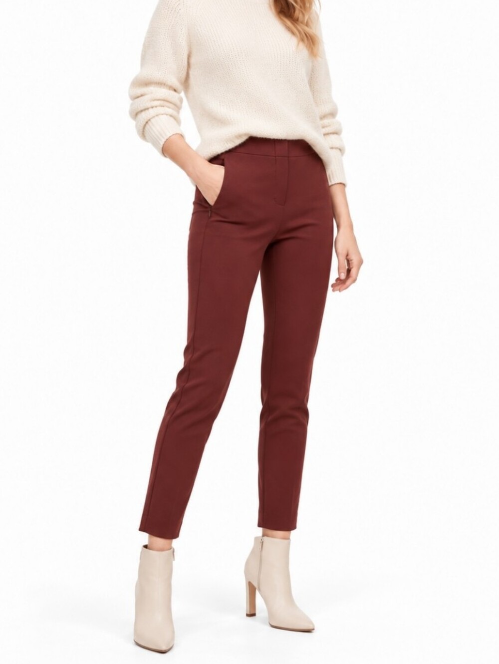 Aritzia minimalist le fou high rise pants burgundy old money vibes
